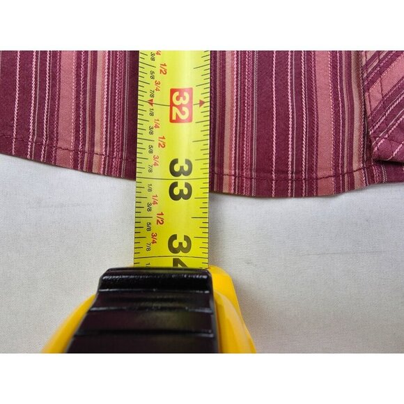 Tommy Bahama Size Large Mens Maroon Salmon Tan Stripe Logo Tag Silk L/S Shirt - Picture 8 of 10